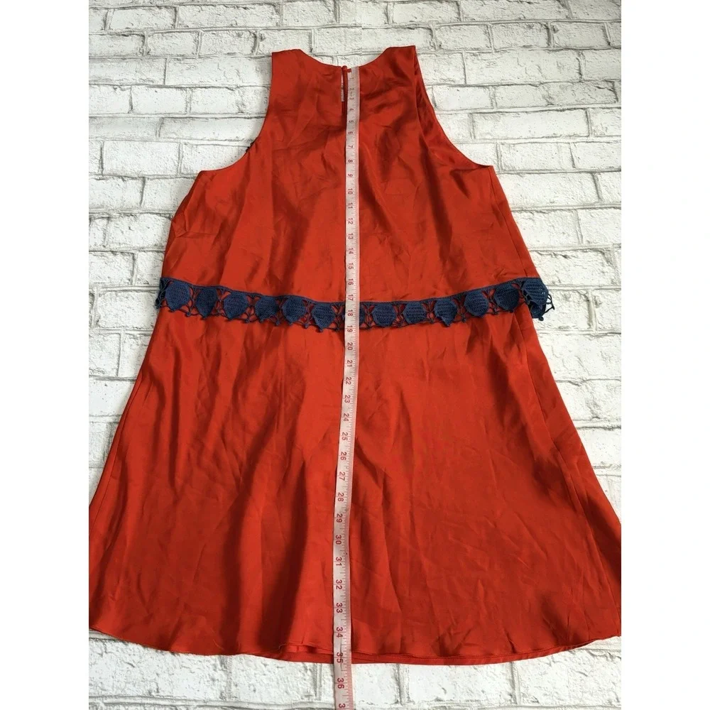 Tory Burch 100% silk sleeveless shift dress Orange Red Sz‎ 12